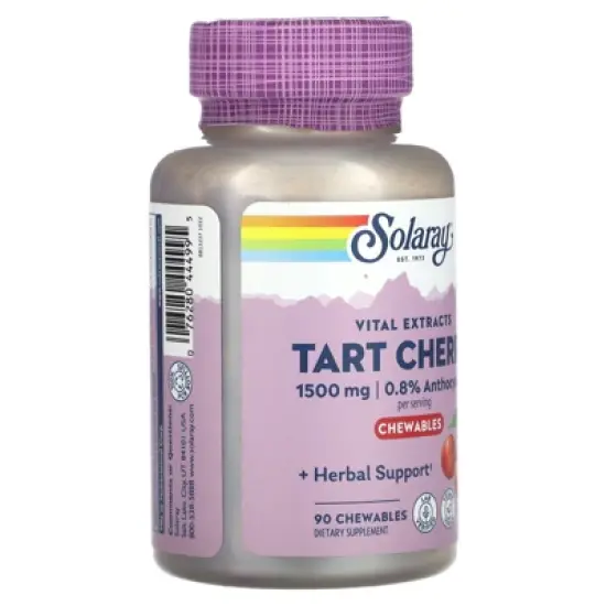 Solaray Vital Extracts Tart Cherry, Natural Cherry, 90 Chewables (500 mg per Chewable) image {3}