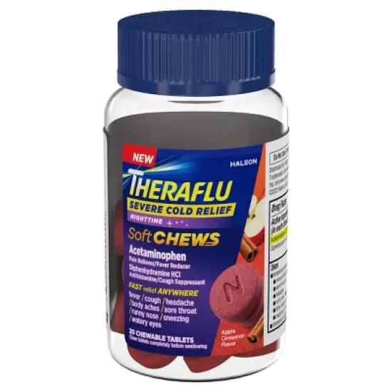Theraflu Severe Cold Relief Nighttime Soft Chews - Apple Cinnamon - 20ct image {9}