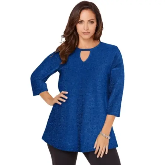 Jessica London Women&rsquo;s Plus Size Keyhole Shimmer Tunic image {4}