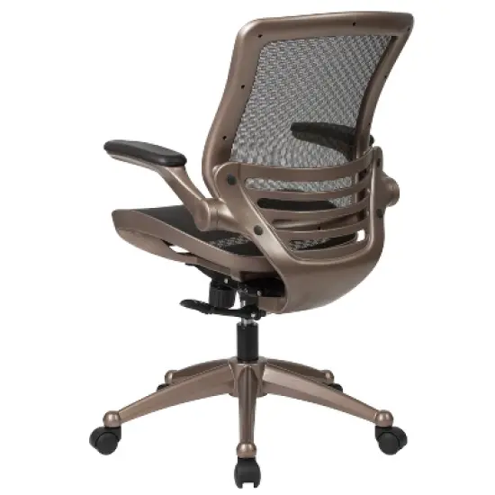 Flash Furniture Mid-Back Transparent Mesh Executive Swivel Office Chair with Flip-Up Arms image {6}