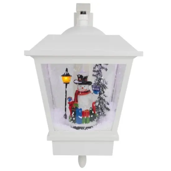 Northlight 17.75" Lighted Musical Snowman Wall Mounted Snowing Christmas Street Lamp image {2}