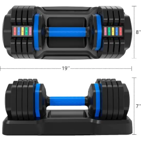 Adjustable Dumbbell - 55lb Single Dumbbell with Anti-Slip Handle, Adjust Weight by Turning Handle with Tray, Exercise Fitness Dumbbell for Full Body image {4}