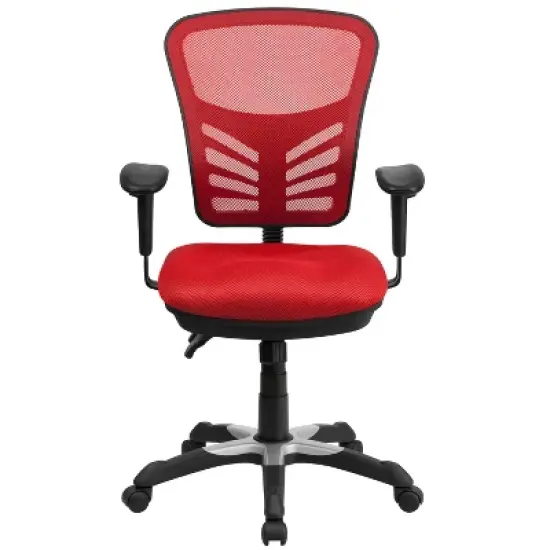 Emma and Oliver Mid-Back Mesh Triple Paddle Swivel Ergonomic Office Chair with Adjustable Arms image {8}