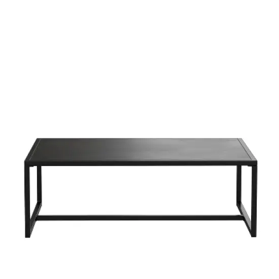 Flash Furniture Brock Outdoor Patio Coffee Table Commercial Grade Black Coffee Table for Deck, Porch, or Poolside - Steel Square Leg Frame image {8}