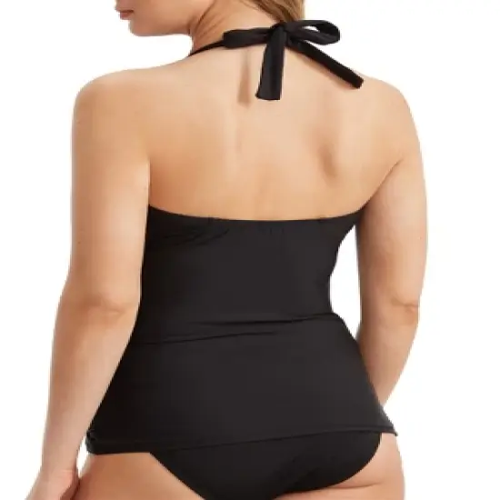 Birdsong Women's Eco Onyx Ruffle Halter Underwire Tankini Top - S10234-EONYX image {1}