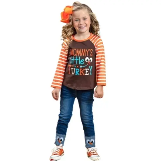 Girls Mommy's Little Turkey Cuffed Jeans Set - Mia Belle Girls image {1}