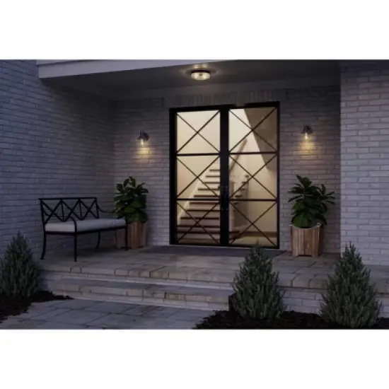 Progress Lighting Weldon 2-Light Flush Mount Ceiling Light in Black with Clear Seeded Glass image {4}