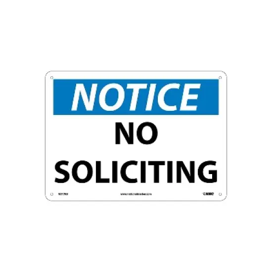National Marker No Soliciting 10X14 Rigid Plastic Notice Sign N317RB image {1}