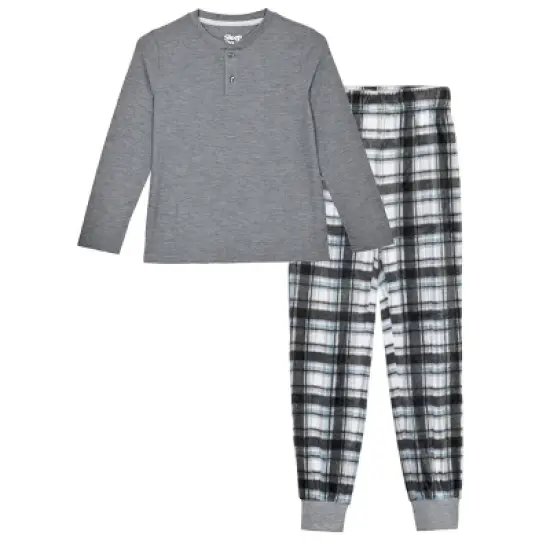 Sleep On It Boys 2-Piece Plaid Pajama Set - Gray image {6}