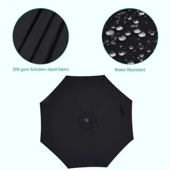 Sonkuki 9ft LED Round Outdoor Patio Market Umbrella w/Aluminum Pole and 8 Sturdy Ribs image {7}