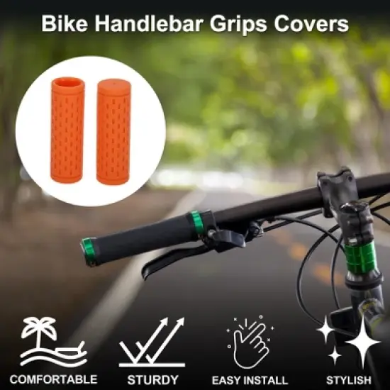 Unique Bargains Bike Handlebar Grips Covers 3.54" Orange 1 Pair image {1}