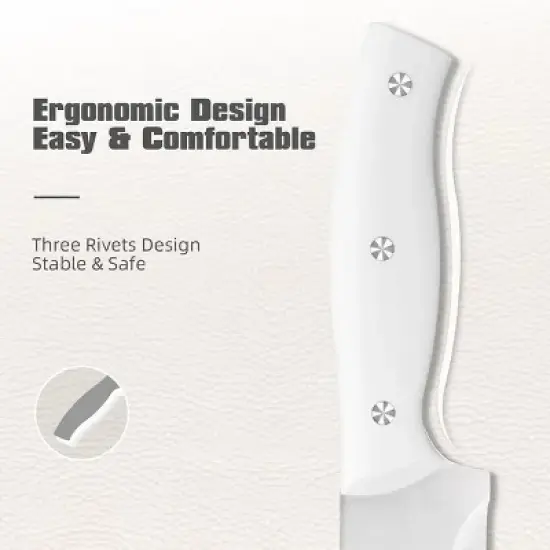 Knife Set with Holder, 15-Piece, White image {4}