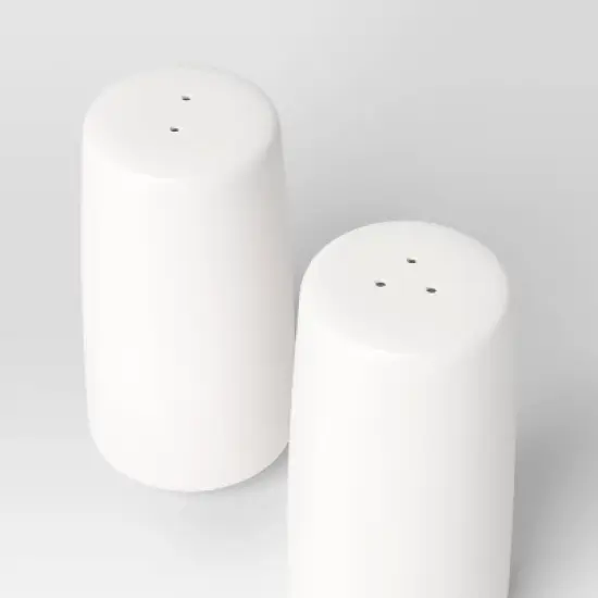 2pc Stoneware Salt and Pepper Shaker White - Threshold&trade;: Hand Wash, 3.5" Height, 1.75" Width, Tableware Set image {2}