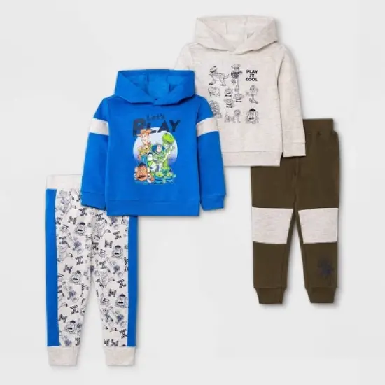 Toddler Boys' 4pc Toy Story Fleece Top and Jogger Set - Blue/Light Gray/Green image {5}