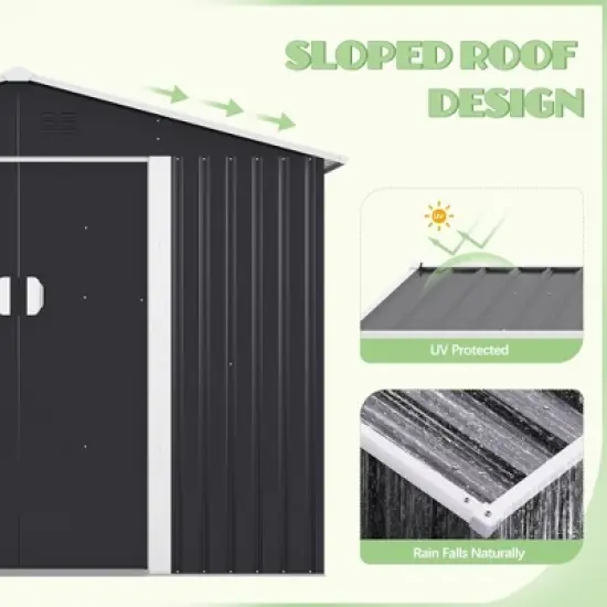 Sandinrayli 8.4 ft. W x 8.4 ft. D Outdoor Storage Metal Shed Garden Tool Steel Shed with Sliding Doors and Vents(70.56 sq. ft.) image {3}