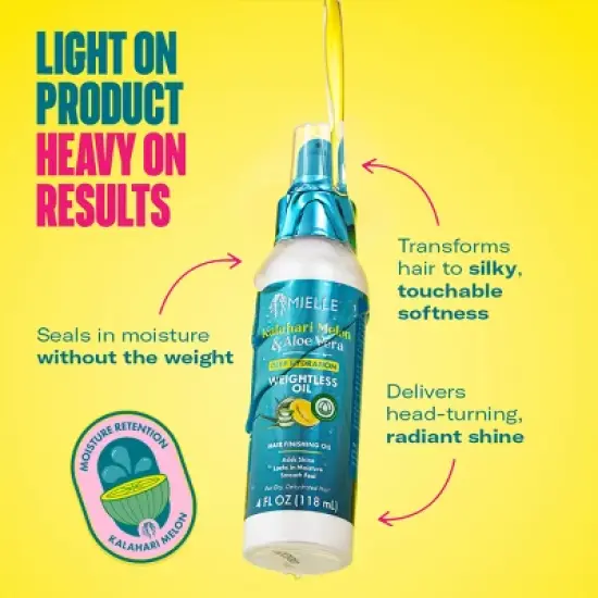 Mielle Organics Kalahari Melon & Aloe Vera Deep Hydration Weightless Oil - 4 fl oz image {6}