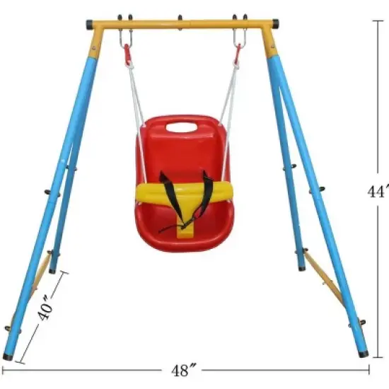 INFURNIC Baby Activity Gyms Indoor Outdoor Metal Swing Set with Safety Belt for Infants, Multicolor, 48.03"*39.76"*44.09" image {1}