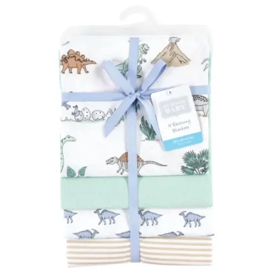 Hudson Baby Infant Boy Cotton Flannel Receiving Blankets, Boy Dino World, One Size image {1}