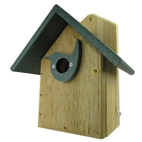 JCS Wildlife Post Mount Cedar Wren House w Poly Roof & Birdhouse Predator Guard Portal image {7}