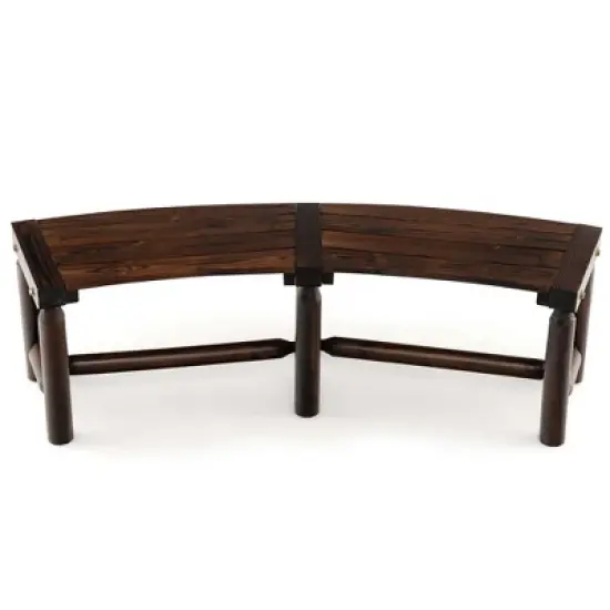 Costway Patio Curved Bench Carbonized Wood Dining Bench for Round Table 710 LBS Max Load image {8}