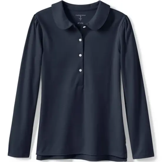 Lands' End Girls Long Sleeve Peter Pan Collar Polo Shirt image {4}