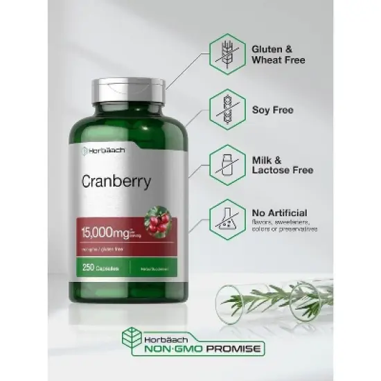 Horbaach Cranberry 15,000mg + Vitamin C | 250 Capsules image {3}