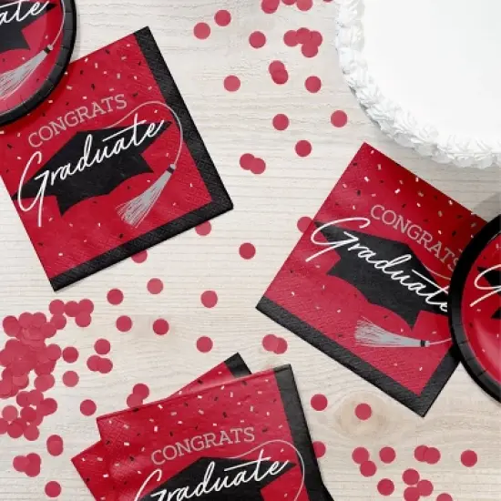 Creative Converting Graduate School Spirit Red Paper Napkins 108ct image {1}