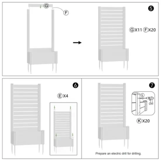 SpassWay PVC Black Rectangular Mobile Planters Planting Box Trellis for Climbing Plants image {5}
