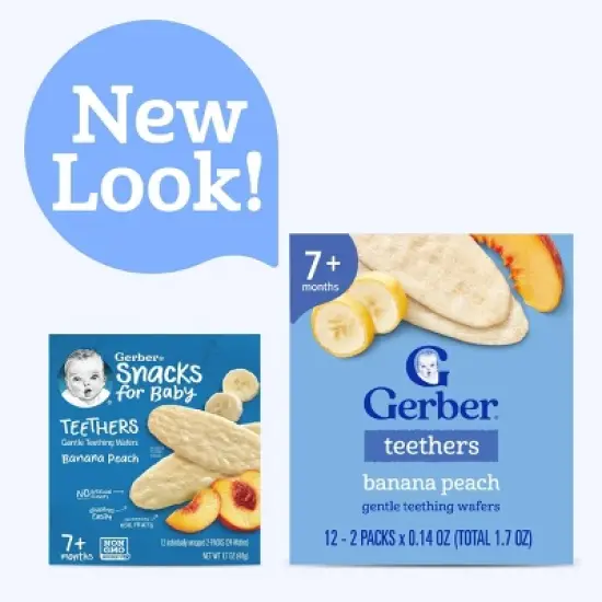 Gerber Baby Food Banana Peach Teething Wafer Baby Snack - 12ct/1.7oz Total image {2}