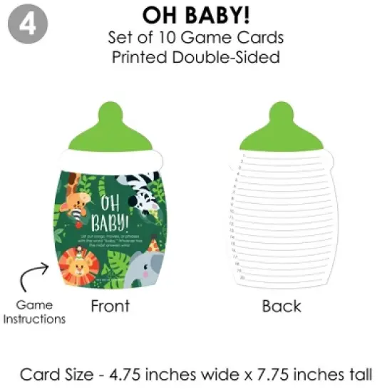 Big Dot of Happiness Jungle Party Animals - 4 Safari Zoo Animal Baby Shower Games - 10 Cards Each - Gamerific Bundle image {6}