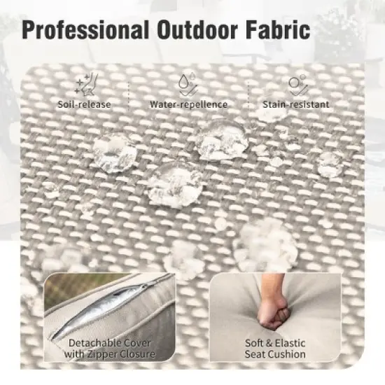 Captiva Designs 7pc Outdoor Patio Black Steel Dining Table with Umbrella Hole & Cushioned Armrest Rattan Chairs image {5}