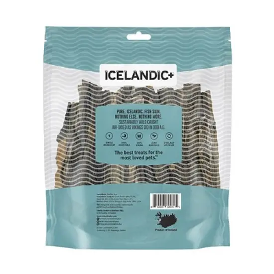 Icelandic+ Sticks & Pieces: Wolffish 9oz - Pure Fish Skin Dog Treats, Air-Dried Single Ingredient Long Lasting Chews image {1}