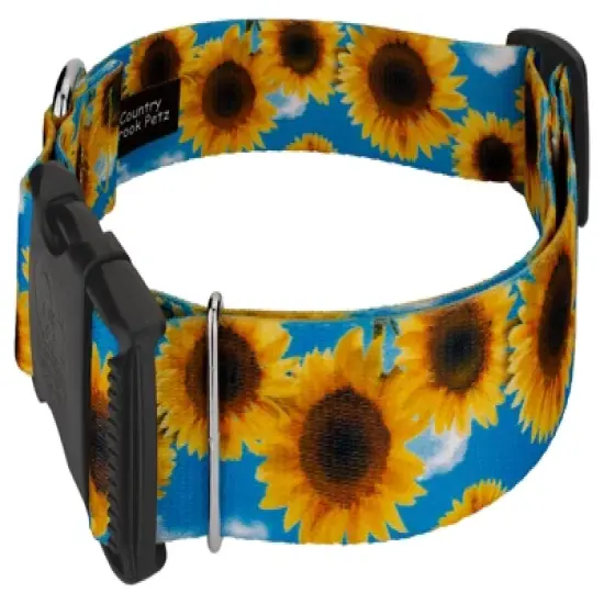 Country Brook Petz 1 1/2 Inch Deluxe Sunflowers Dog Collar image {2}
