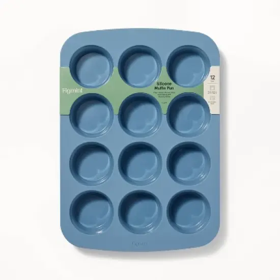 12ct Silicone Muffin Pan Blue - Figmint&trade;:Oven & Dishwasher Safe, 10-Year Warranty image {3}