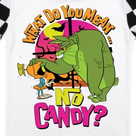 Looney Tunes What Do You Mean No Candy Youth Boy's Black & White Checkered Short Sleeve Shirt & Sleep Pants Set image {2}