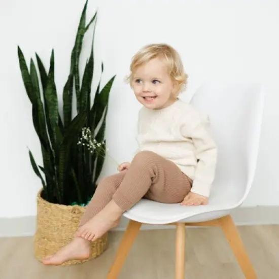 Grayson Collective Baby Cable Knit Pullover Sweater & Leggings Set - Cream/Brown image {5}