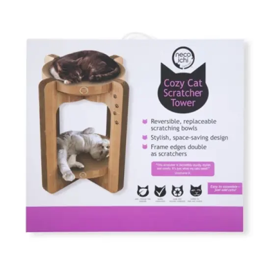 Necoichi Cozy Tower Cat Scratcher - Light Brown image {5}