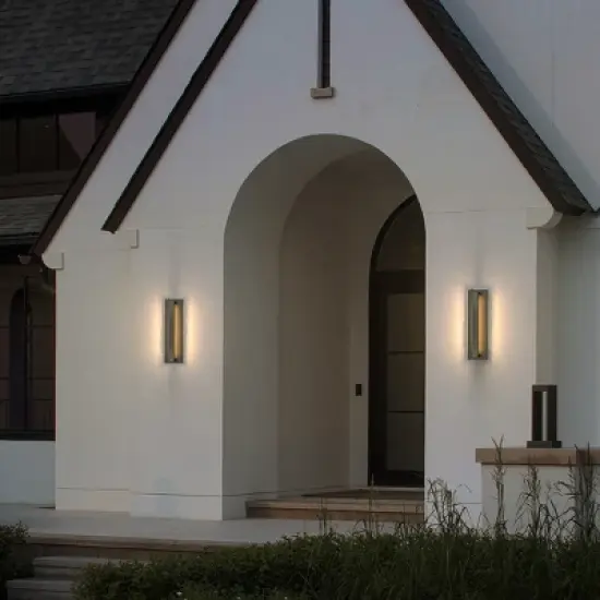 ALOADECOR 1-Light H20 in Minimalist Modern Linear Integrated LED Outdoor Wall Sconce with Dusk to Dawn in Matte Black for Porch Patio (&uml;2 Pack) image {1}