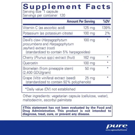 Pure Encapsulations - Uric Acid Formula - Hypoallergenic - with Vitamins and Herbal Extracts to Support Healthy Uric Acid Metabolism - 120 Capsules image {1}