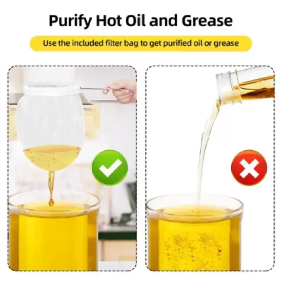 8 Gallon Fryer Grease Bucket Oil Disposal Caddy, Steel Fryer Oil Transport Container Rust-Proof Coating, Grease Can With Lid, Lock Clips, Filter Bag image {5}