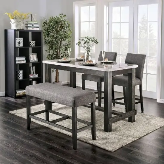 Norelo Upholstered Counter Height Bench Gray - HOMES: Inside + Out image {3}