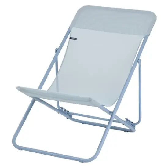 Lafuma Maxi Transat Colorblock Steel Mesh Ultra Compact Foldable Reclining Sling Deck Chair for Outdoor Camping and Backyard, Sky Blue (2 Pack) image {1}