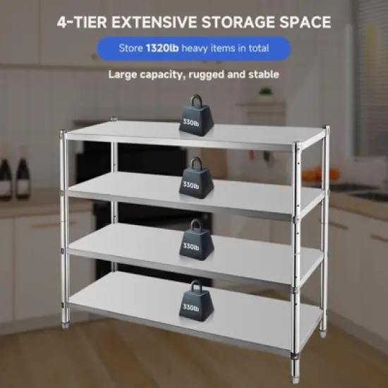 Stainless Steel Shelving Adjustable Shelf Storage Unit Stainless Steel Heavy Duty Shelving image {3}