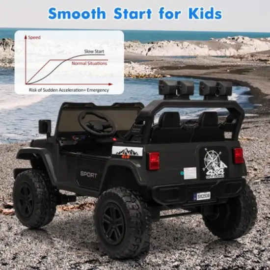 24V Powered Wheels 2-Seater Kids Ride-On Car with Remote Control, Ride On Off-road Car Toy with Adjustable Speeds, Musics, Easy Assembly image {7}