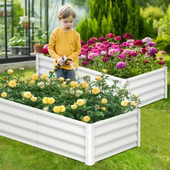 Garvee 2 Pack Raised Garden Bed, 6x3x1.5FT Galvanized Raised Bed, Outdoor Planter Beds with Safety Edge and Open Base for Vegetables Flowers image {8}