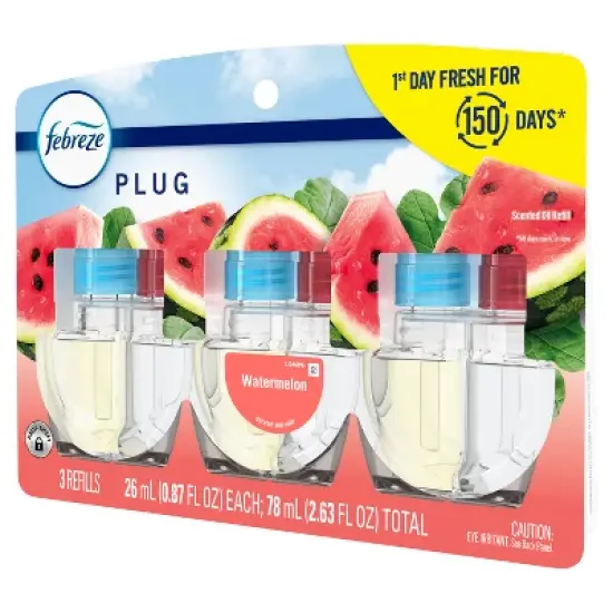 Febreze Plug Triple Refill Air Freshener Sweet Watermelon Vine - 3ct image {7}