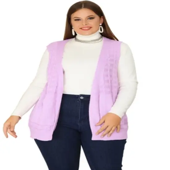 Agnes Orinda Women's Plus Size Open Front Chunky Knit Sweater Outwear Cardigan image {2}