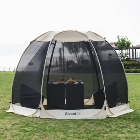 Alvantor Outdoor Pop Up Portable Gazebo Tent with Mesh Netting Screened Shelter Beige image {2}
