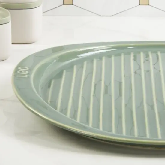 BergHOFF Balance Stone Ribbed Pizza Tray 15.75", Sage image {3}
