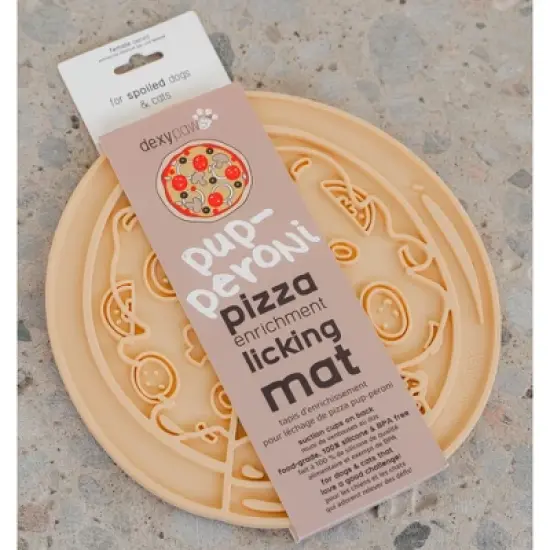 Dexypaws Enrichment Lick Mat: Pup-peroni Pizza - Grooved Silicone image {5}